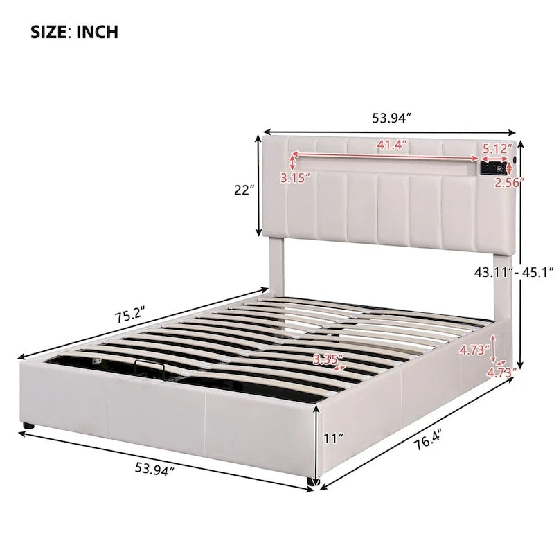 Letto contenitore idraulico imbottito Merax con luce LED, lettore Bluetooth e ricarica USB