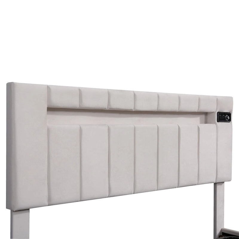 Letto contenitore idraulico imbottito Merax con luce LED, lettore Bluetooth e ricarica USB