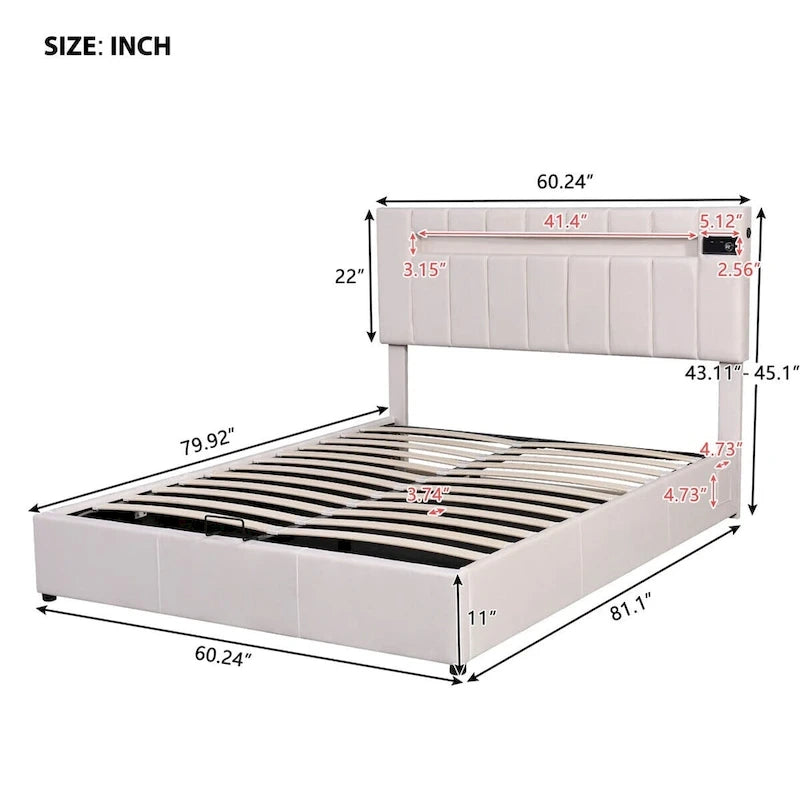 Letto contenitore idraulico imbottito Merax con luce LED, lettore Bluetooth e ricarica USB