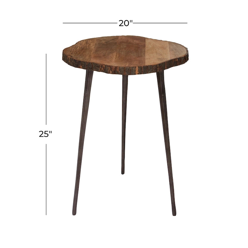 Tavolino decorativo in legno di mango - Marrone - Roche River Decor - 21 L x 21 L x 25 A