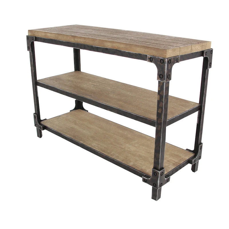 Tavolo consolle in legno a 2 ripiani - Marrone - Roche River Decor - 19 L x 48 P x 34 A