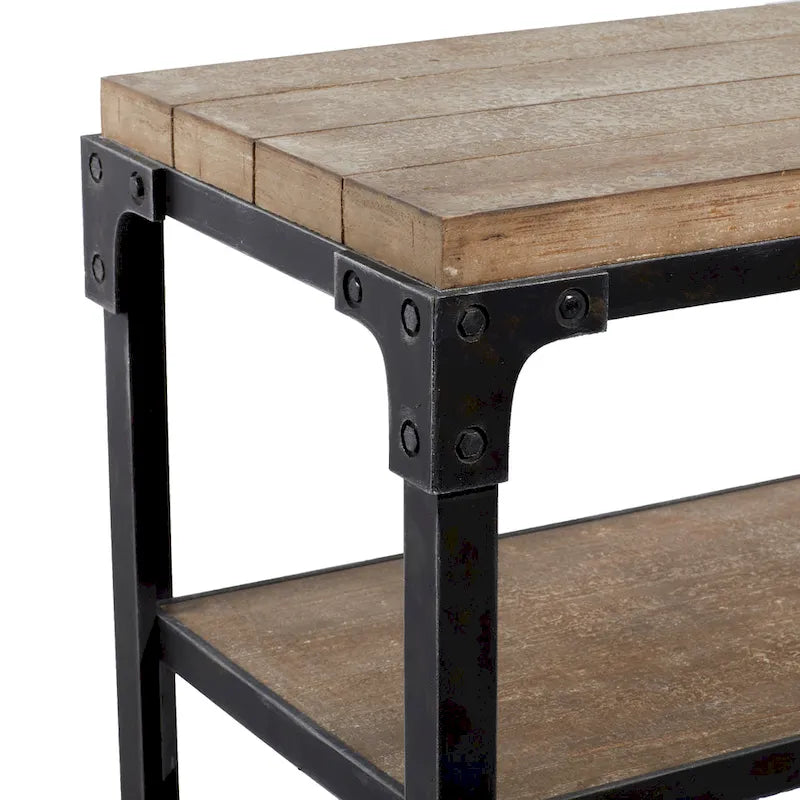 Tavolo consolle in legno a 2 ripiani - Marrone - Roche River Decor - 19 L x 48 P x 34 A