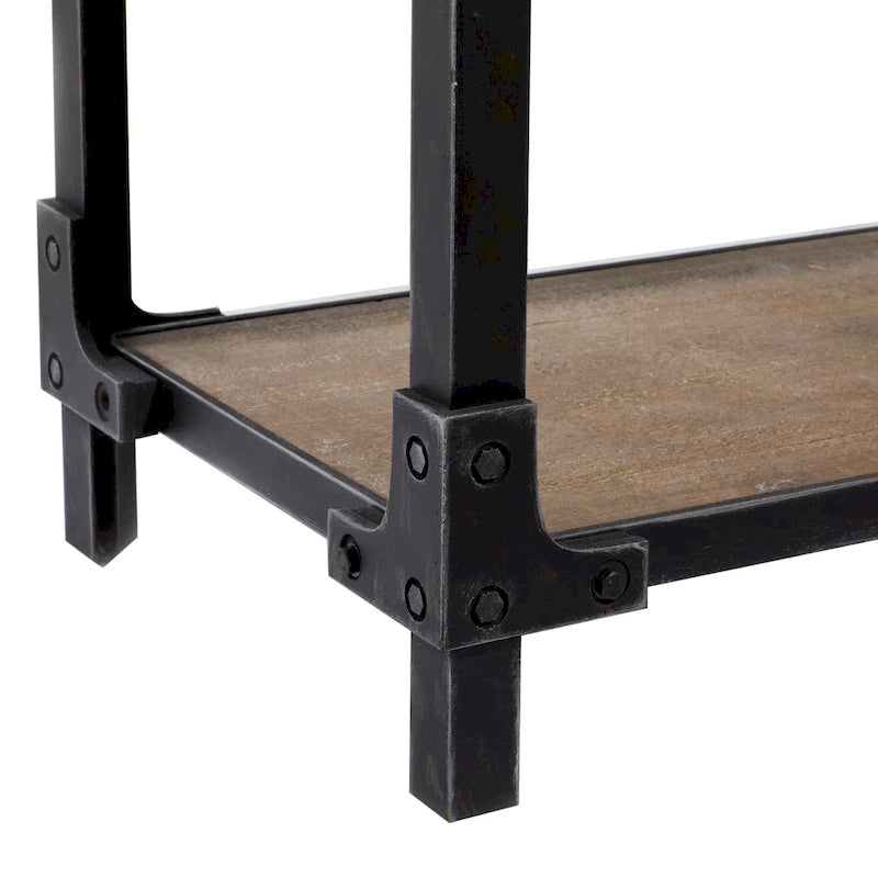 Tavolo consolle in legno a 2 ripiani - Marrone - Roche River Decor - 19 L x 48 P x 34 A