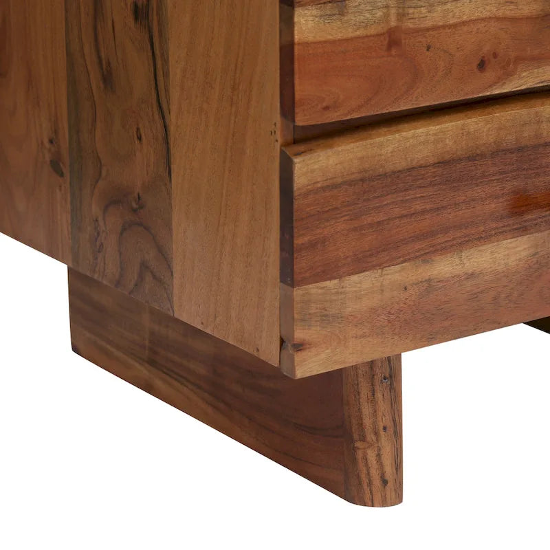 Comodino Terrell in legno di acacia boho fatto a mano con 3 cassetti (set di 2) di Christopher Knight Home