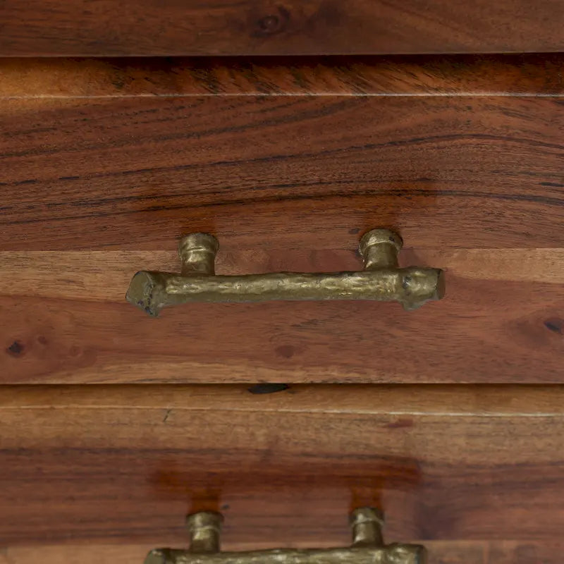 Comodino Terrell in legno di acacia boho fatto a mano con 3 cassetti (set di 2) di Christopher Knight Home