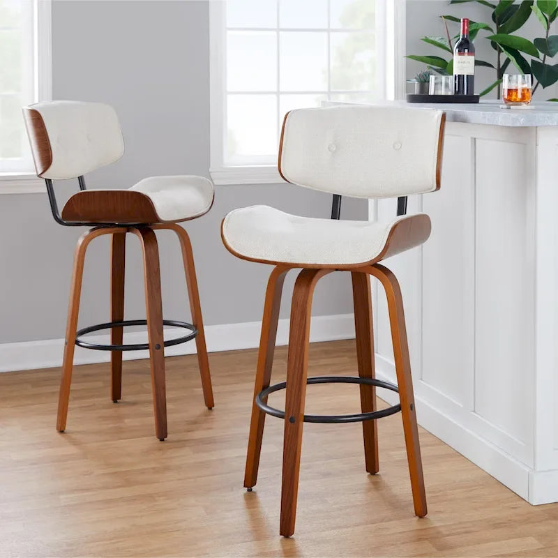 Carson Carrington Leksand 30  Fixed-Height Bar Stool with Bent Wood Legs (Set of 2)