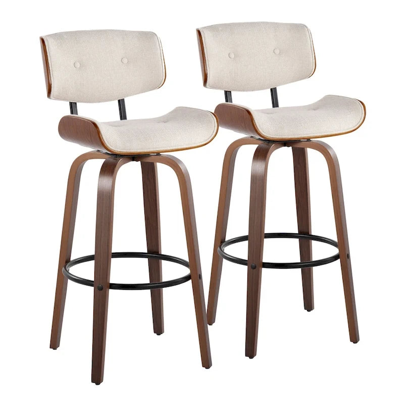 Sgabello da bar ad altezza fissa Carson Carrington Leksand 30 con gambe in legno curvato (set di 2)