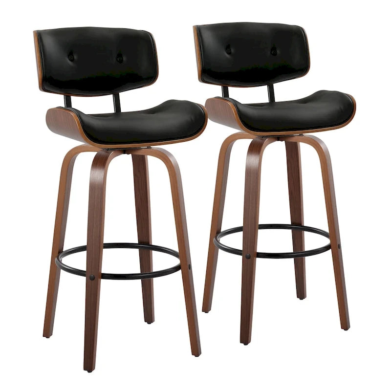 Sgabello da bar ad altezza fissa Carson Carrington Leksand 30 con gambe in legno curvato (set di 2)