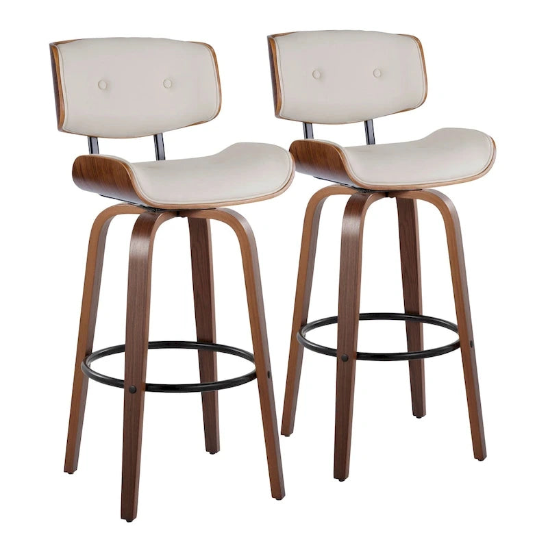 Sgabello da bar ad altezza fissa Carson Carrington Leksand 30 con gambe in legno curvato (set di 2)