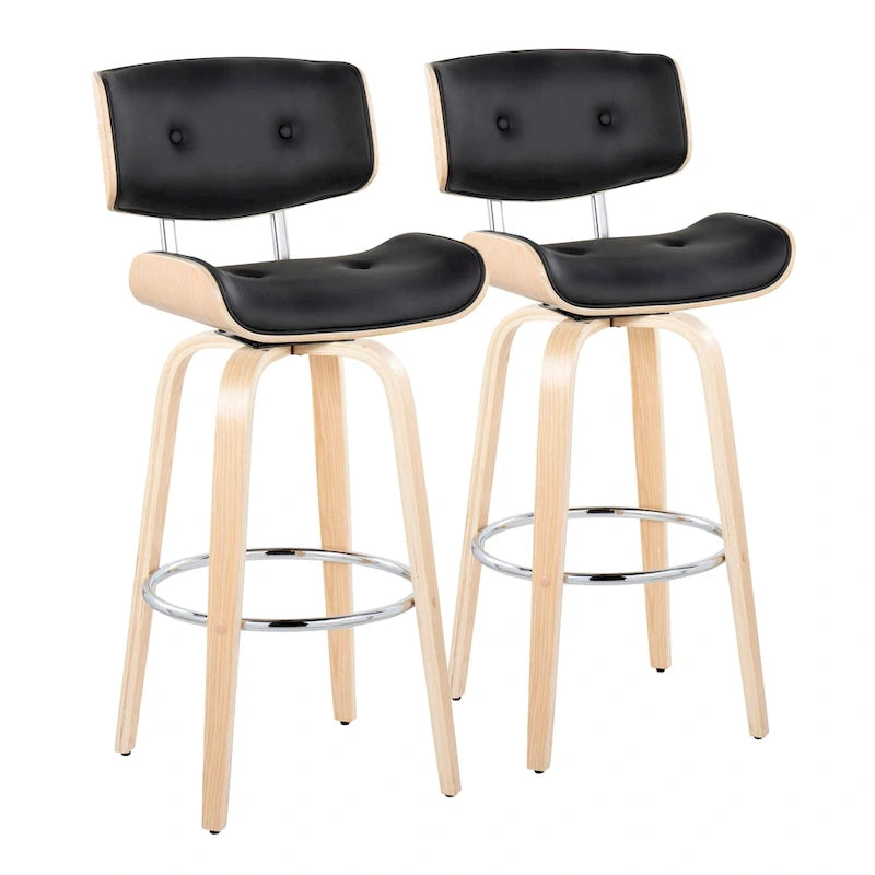 Sgabello da bar ad altezza fissa Carson Carrington Leksand 30 con gambe in legno curvato (set di 2)