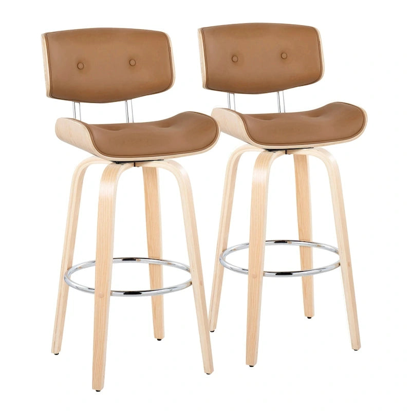 Sgabello da bar ad altezza fissa Carson Carrington Leksand 30 con gambe in legno curvato (set di 2)