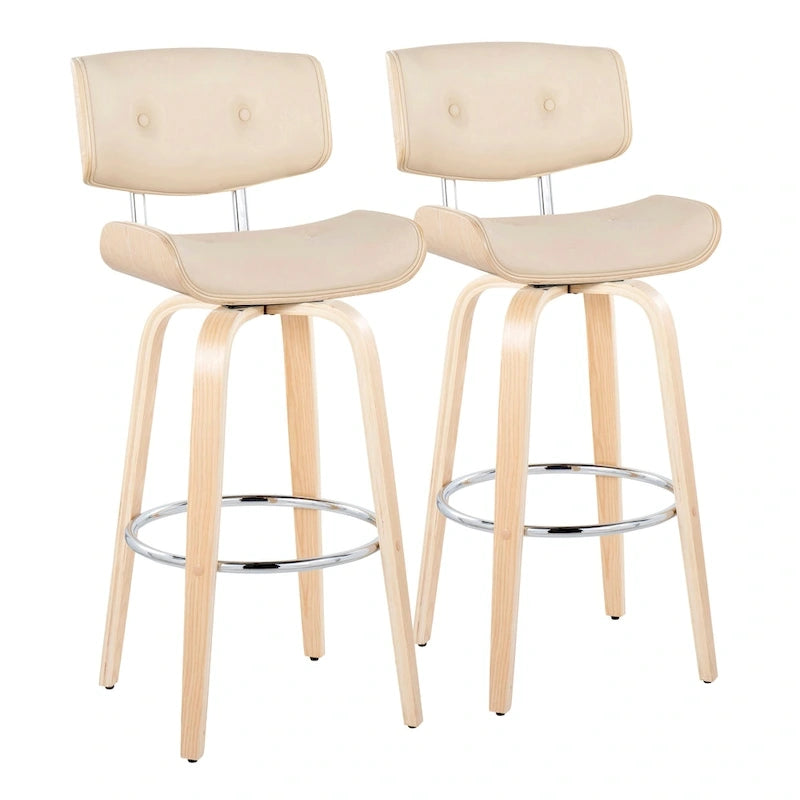 Sgabello da bar ad altezza fissa Carson Carrington Leksand 30 con gambe in legno curvato (set di 2)