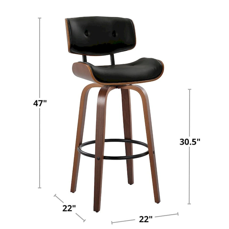 Sgabello da bar ad altezza fissa Carson Carrington Leksand 30 con gambe in legno curvato (set di 2)