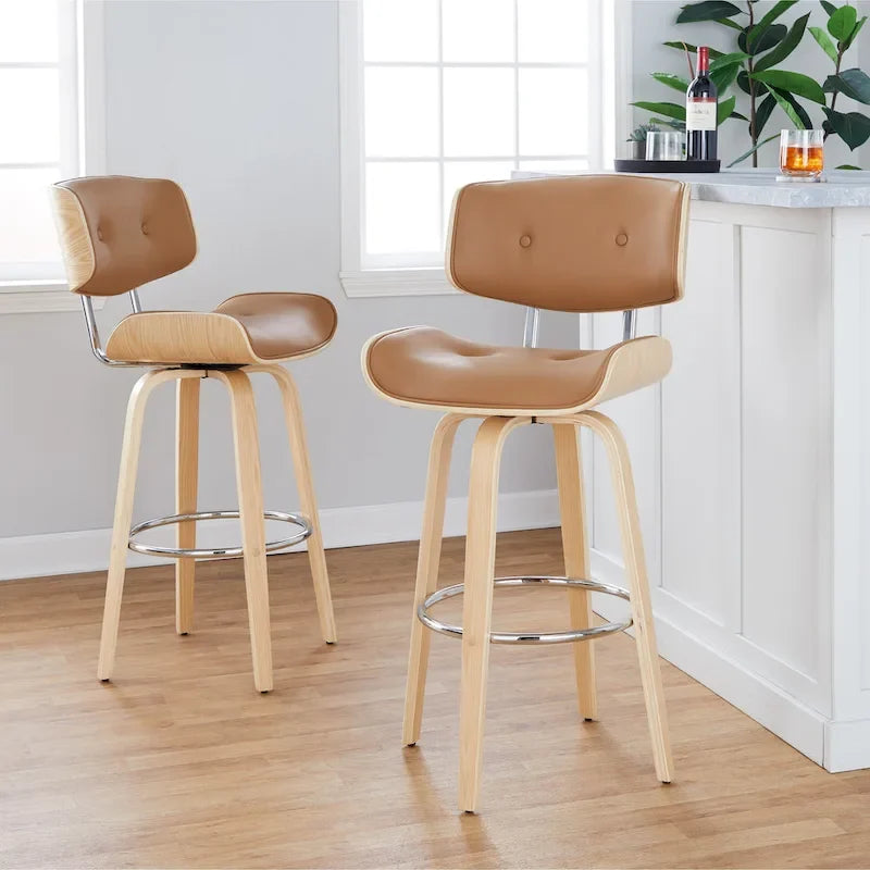 Sgabello da bar ad altezza fissa Carson Carrington Leksand 30 con gambe in legno curvato (set di 2)