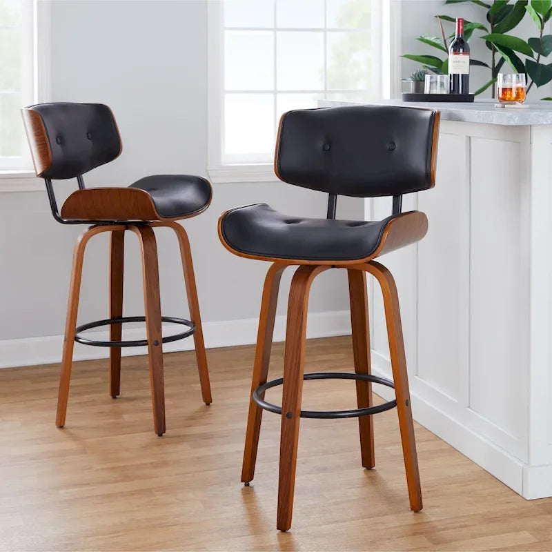 Sgabello da bar ad altezza fissa Carson Carrington Leksand 30 con gambe in legno curvato (set di 2)