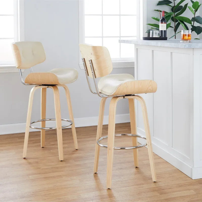 Sgabello da bar ad altezza fissa Carson Carrington Leksand 30 con gambe in legno curvato (set di 2)