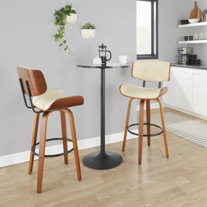 Sgabello da bar ad altezza fissa Carson Carrington Leksand 30 con gambe in legno curvato (set di 2)