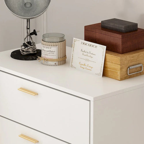 5 Drawer 27.4  W Chest Dresser In White&Gold