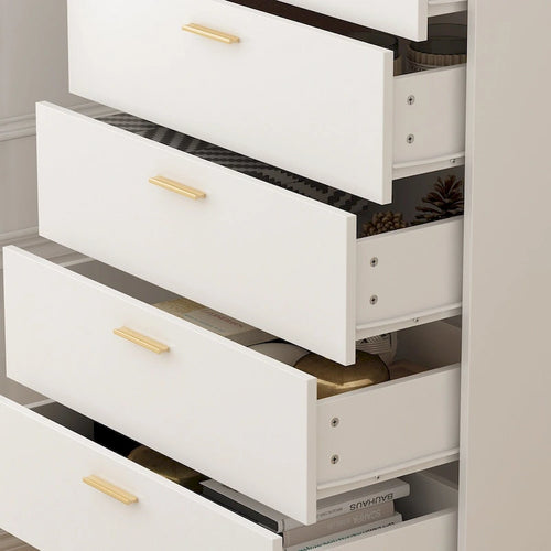 Cassettiera a 5 cassetti, 27,4 cm, in bianco e oro