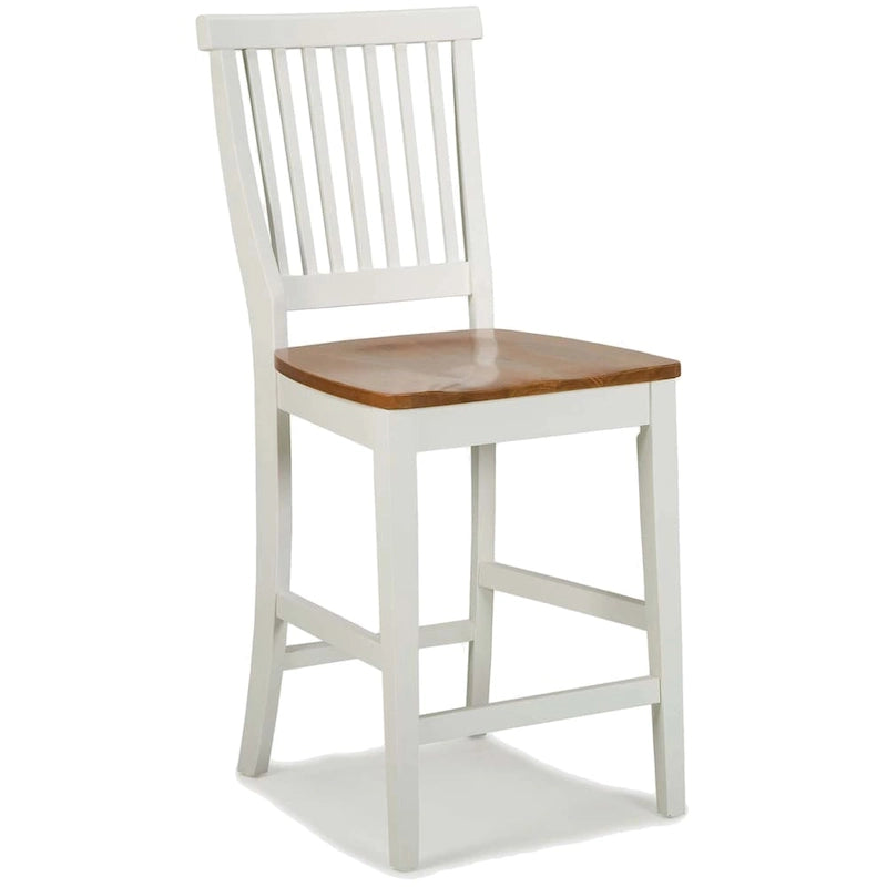 Set da cucina con isola in rovere bianco sporco anticato Americana di Homestyles con due sgabelli da bancone