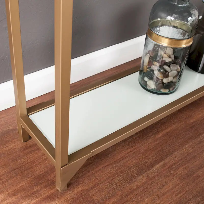 Tavolo consolle stretto Grant di SEI Furniture con espositore in vetro
