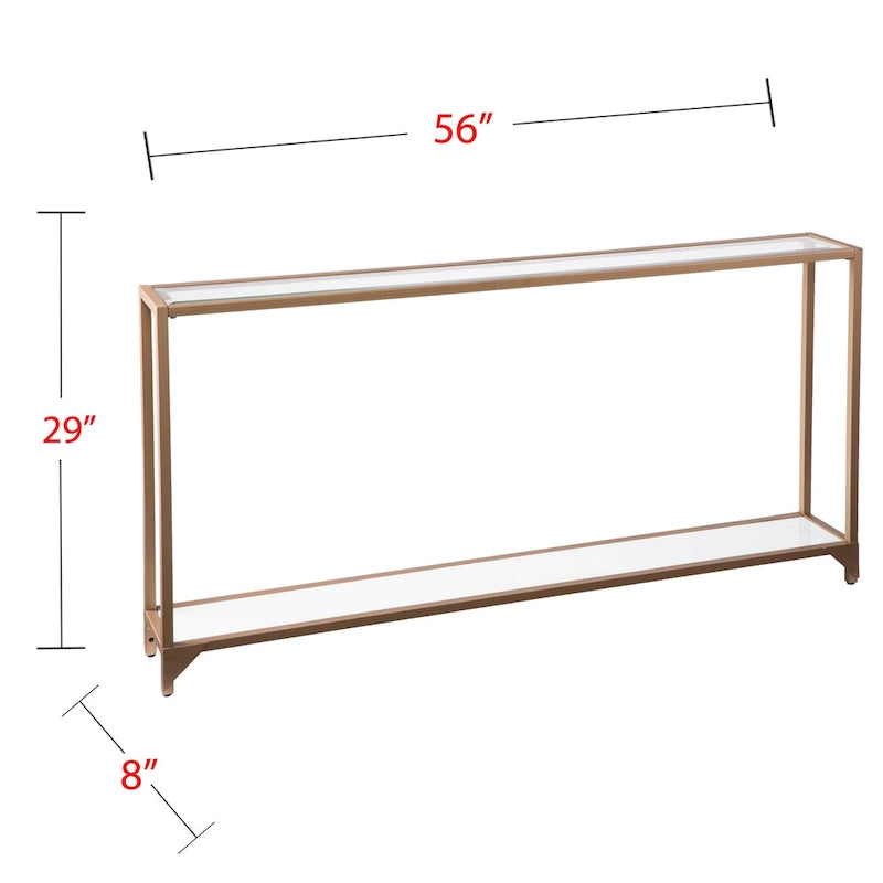 Tavolo consolle stretto Grant di SEI Furniture con espositore in vetro
