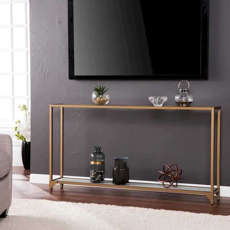Tavolo consolle stretto Grant di SEI Furniture con espositore in vetro