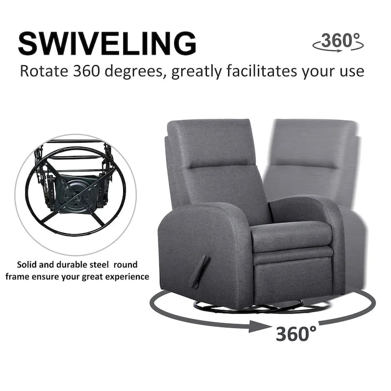 Poltrona reclinabile Glider, poltrona reclinabile a dondolo, poltrona reclinabile girevole, poltrona decorativa