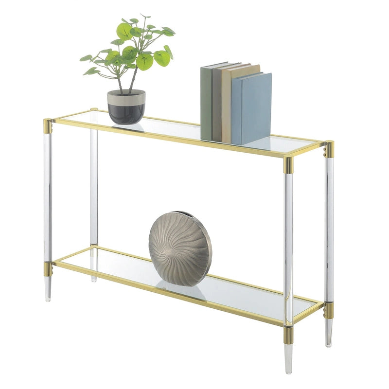 Convenience Concepts Royal Crest Tavolo consolle in vetro acrilico a 2 livelli