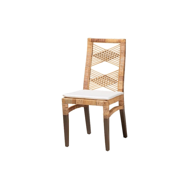Poltak sedia da pranzo moderna in rattan marrone naturale bohémien