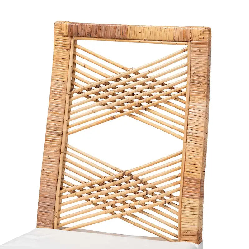 Poltak sedia da pranzo moderna in rattan marrone naturale bohémien