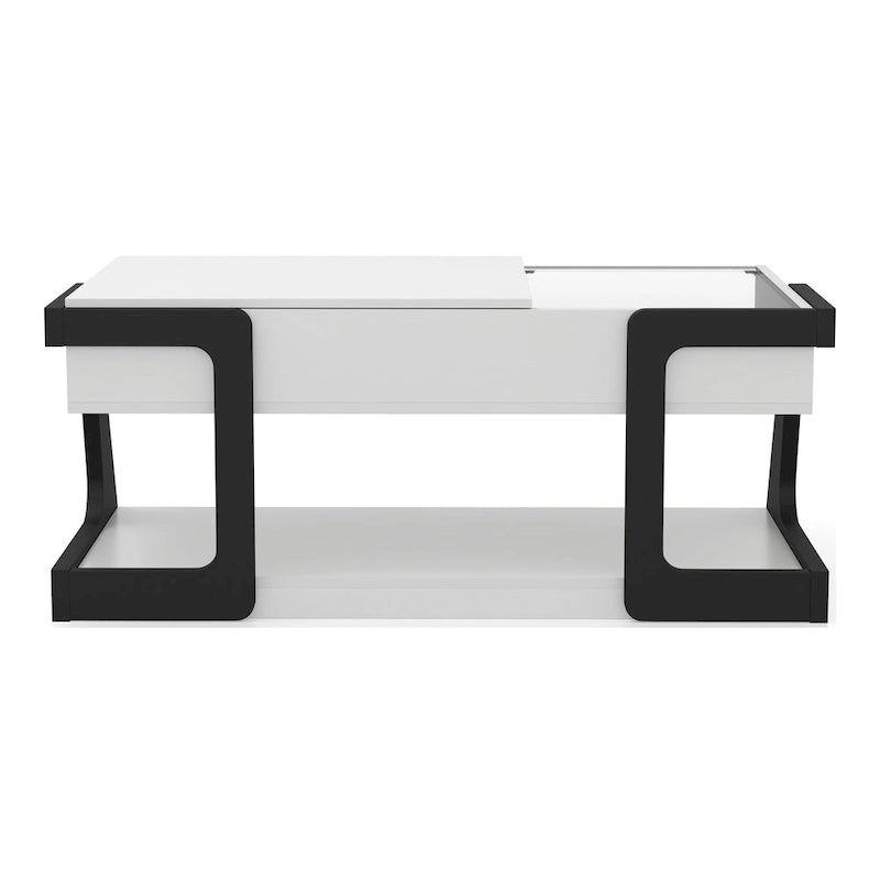Tavolino da caffè moderno DH BASIC bianco da 49 pollici con piano sollevabile di Denhour