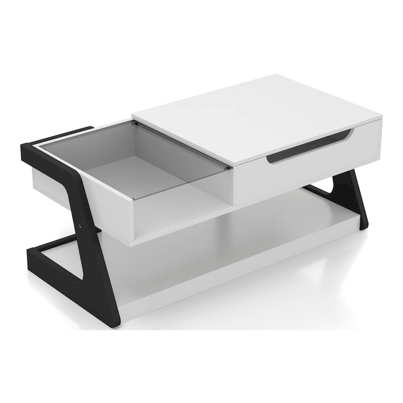Tavolino da caffè moderno DH BASIC bianco da 49 pollici con piano sollevabile di Denhour