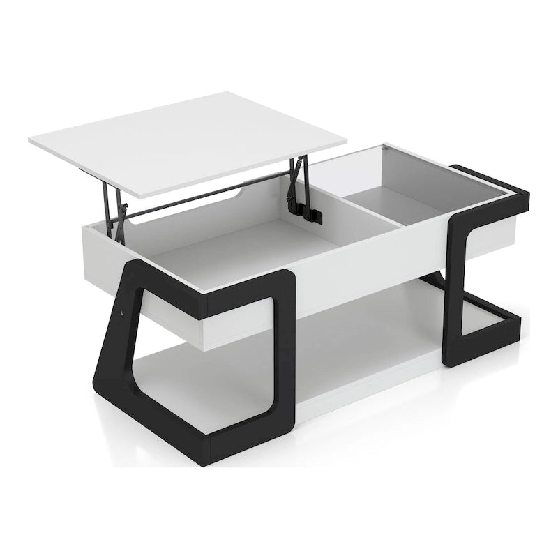 Tavolino da caffè moderno DH BASIC bianco da 49 pollici con piano sollevabile di Denhour