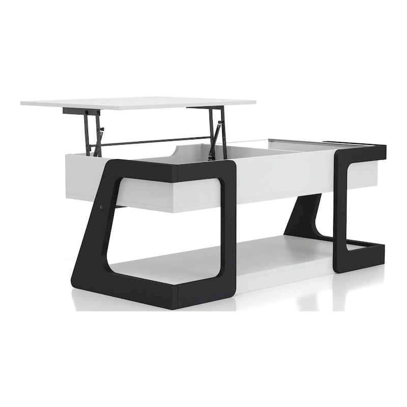 Tavolino da caffè moderno DH BASIC bianco da 49 pollici con piano sollevabile di Denhour