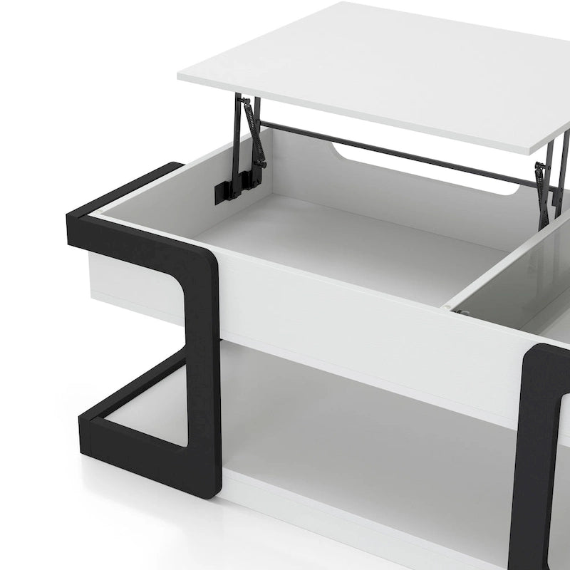 Tavolino da caffè moderno DH BASIC bianco da 49 pollici con piano sollevabile di Denhour