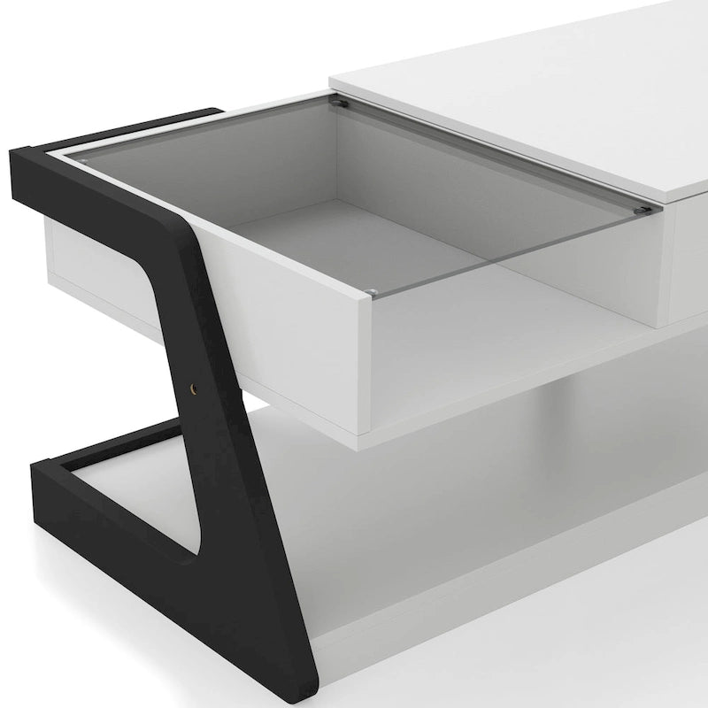 Tavolino da caffè moderno DH BASIC bianco da 49 pollici con piano sollevabile di Denhour