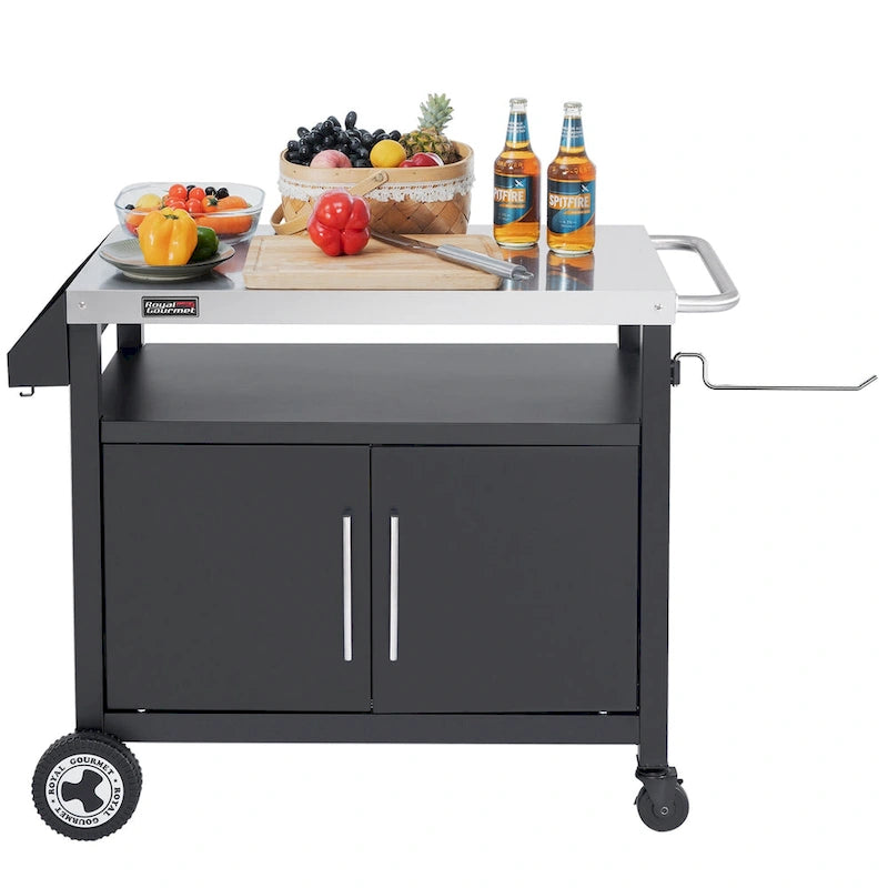Carrello da cucina mobile Royal Gourmet con tavolo da preparazione per griglia e spazio di archiviazione
