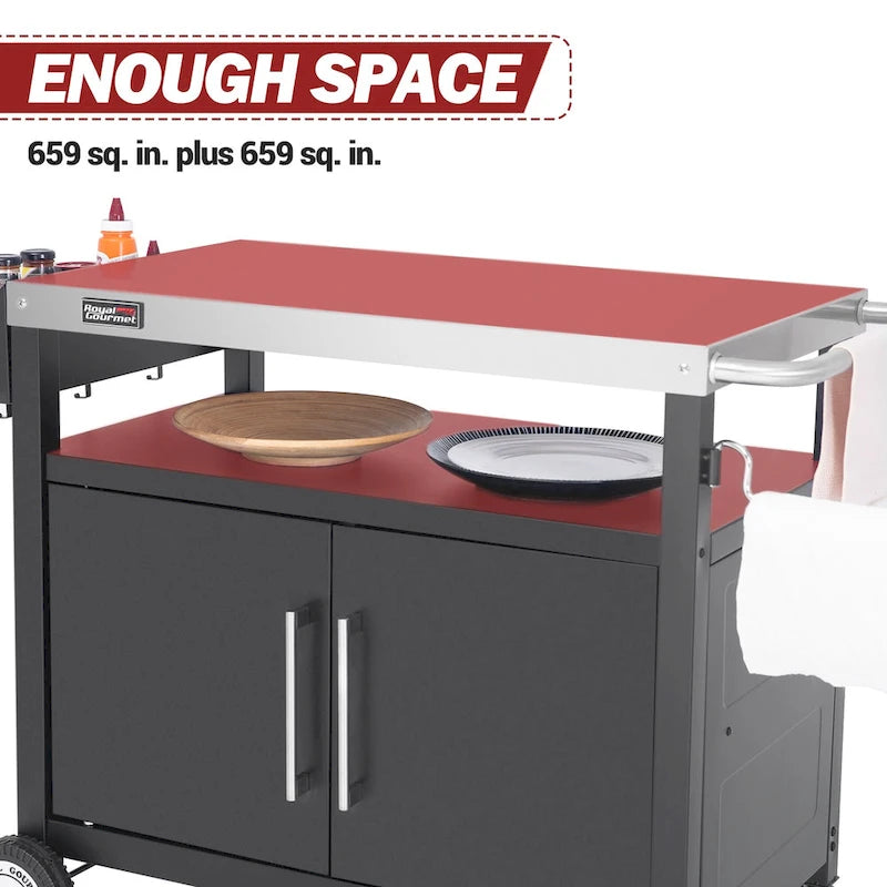 Carrello da cucina mobile Royal Gourmet con tavolo da preparazione per griglia e spazio di archiviazione