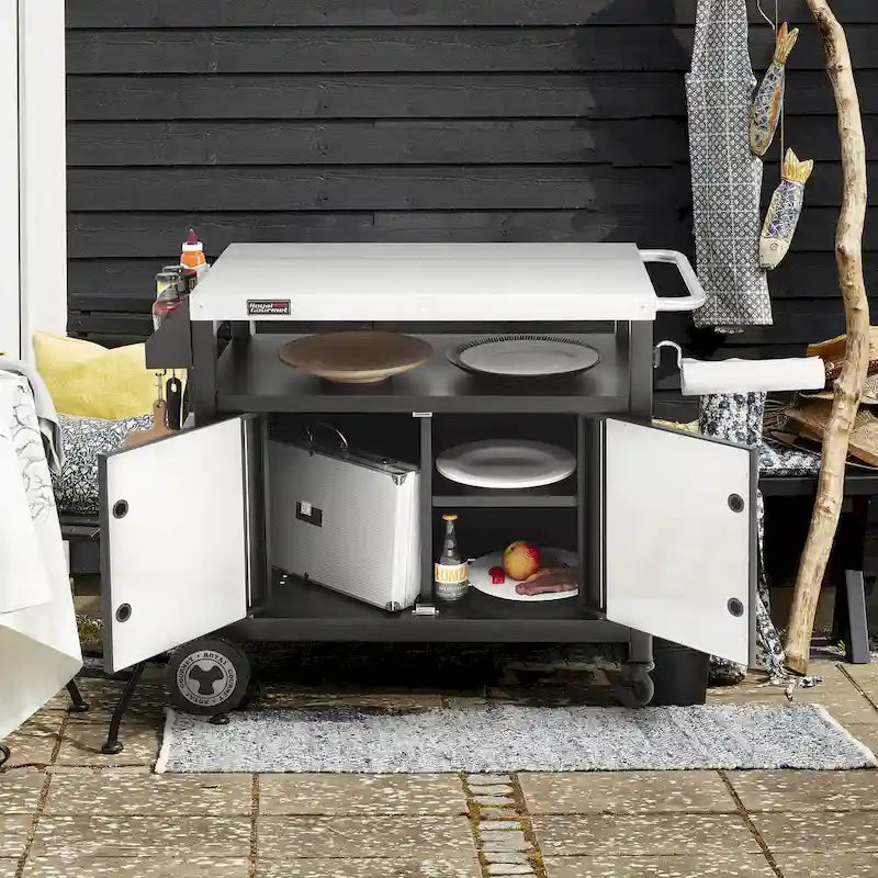 Carrello da cucina mobile Royal Gourmet con tavolo da preparazione per griglia e spazio di archiviazione