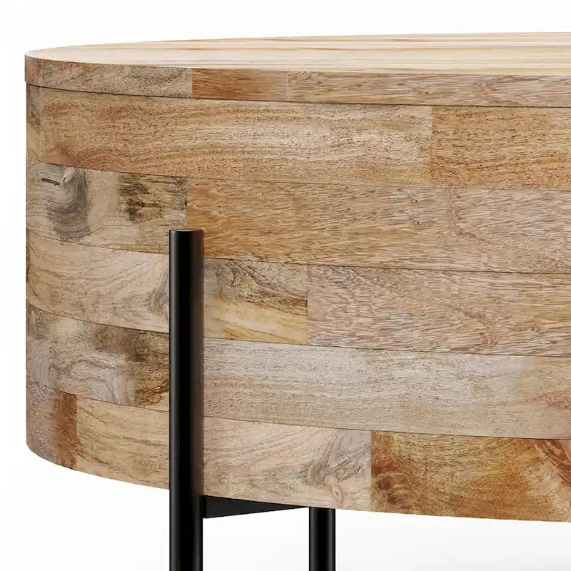 Tavolino da caffè rotondo moderno industriale WYNDENHALL Farmington - 38 dx 38 wx 14 h