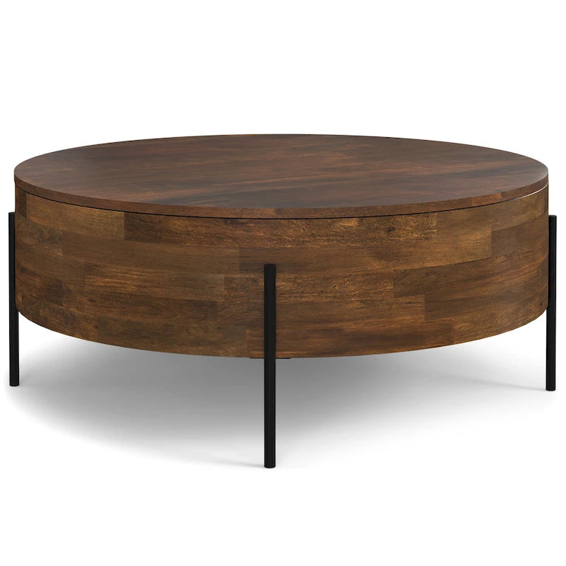 Tavolino da caffè rotondo moderno industriale WYNDENHALL Farmington - 38 dx 38 wx 14 h