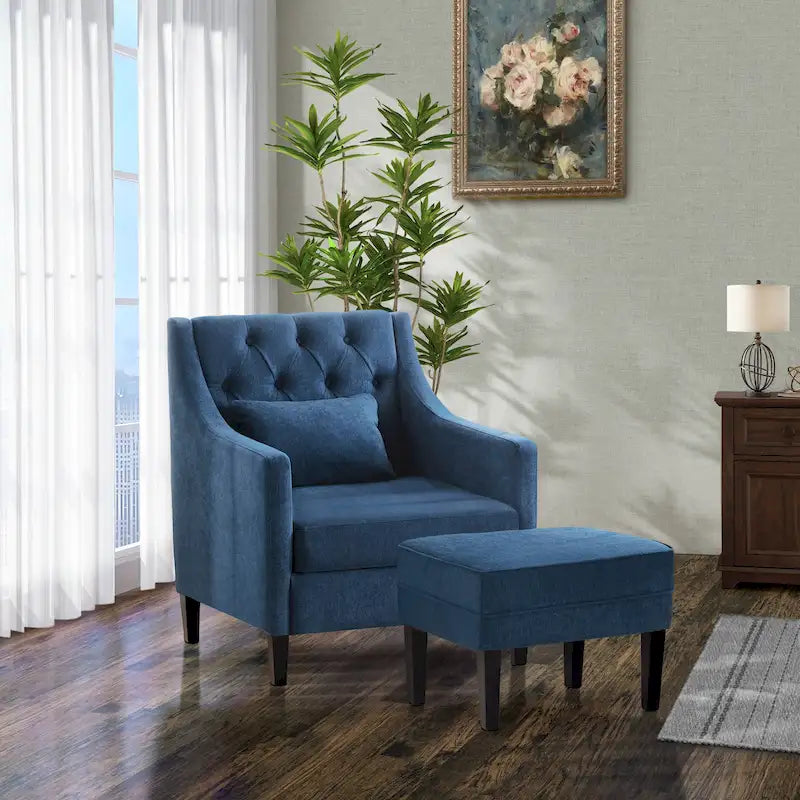Poltrona HUIMO, comoda poltrona club con pouf e cuscino