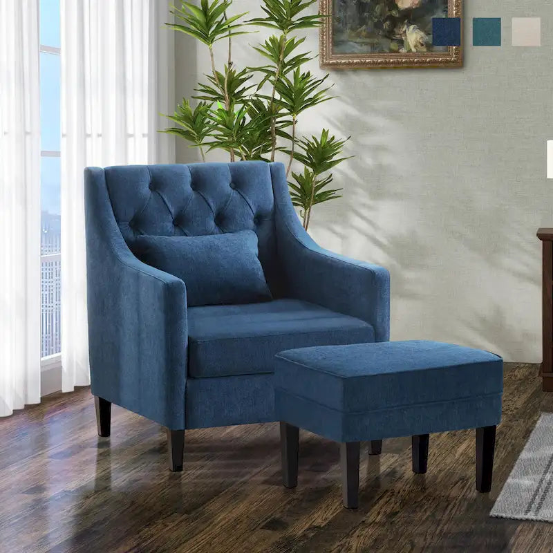 Poltrona HUIMO, comoda poltrona club con pouf e cuscino