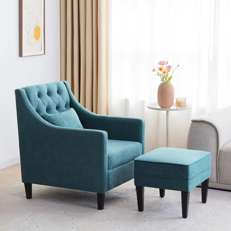 Poltrona HUIMO, comoda poltrona club con pouf e cuscino