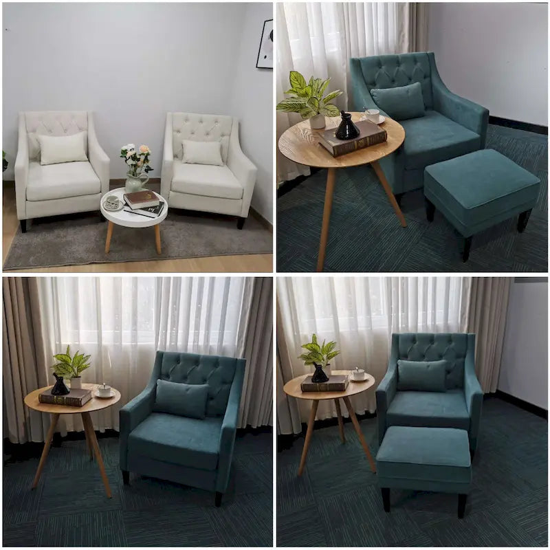 Poltrona HUIMO, comoda poltrona club con pouf e cuscino
