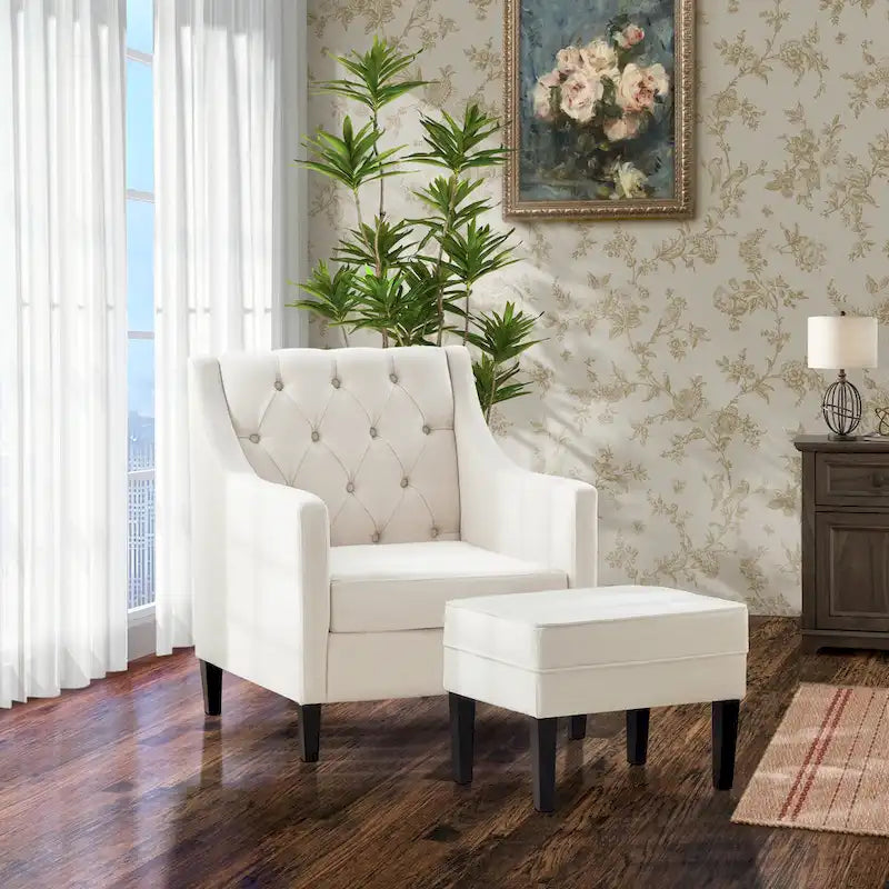 Poltrona HUIMO, comoda poltrona club con pouf e cuscino