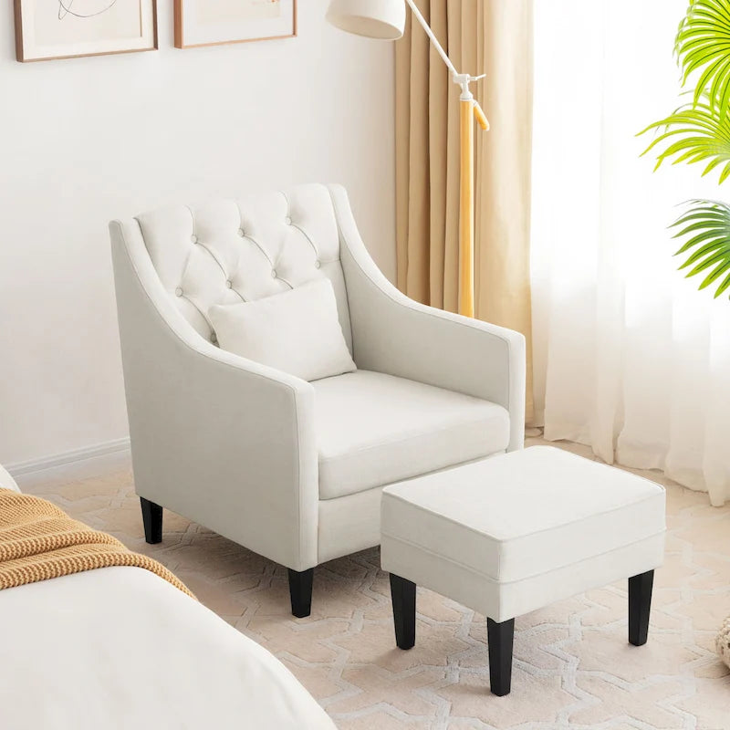 Poltrona HUIMO, comoda poltrona club con pouf e cuscino