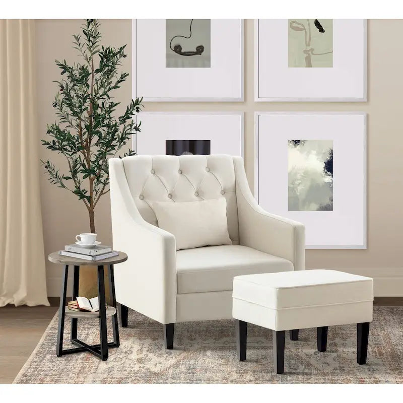 Poltrona HUIMO, comoda poltrona club con pouf e cuscino