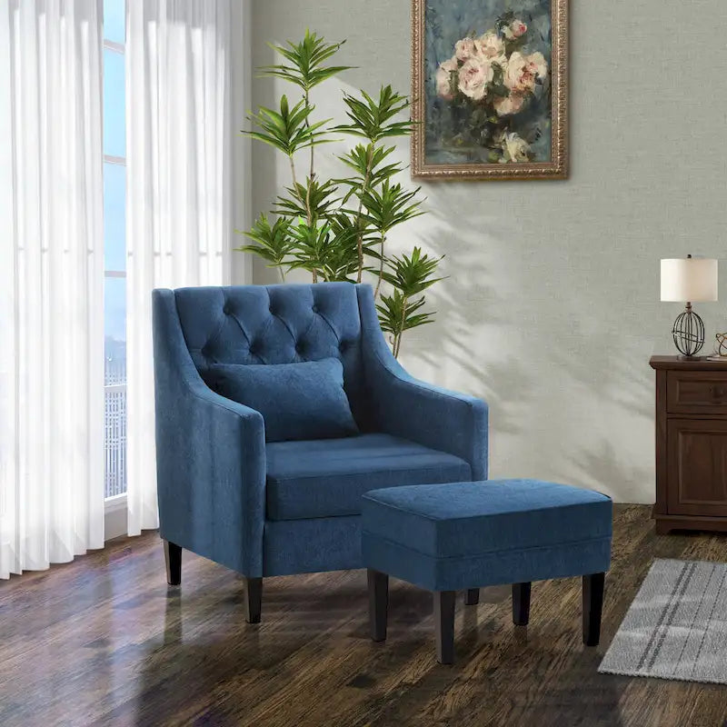 Poltrona HUIMO, comoda poltrona club con pouf e cuscino